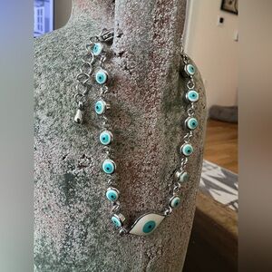 Turquoise Evil Eye Bracelet stainless steel silver bead protection fashion